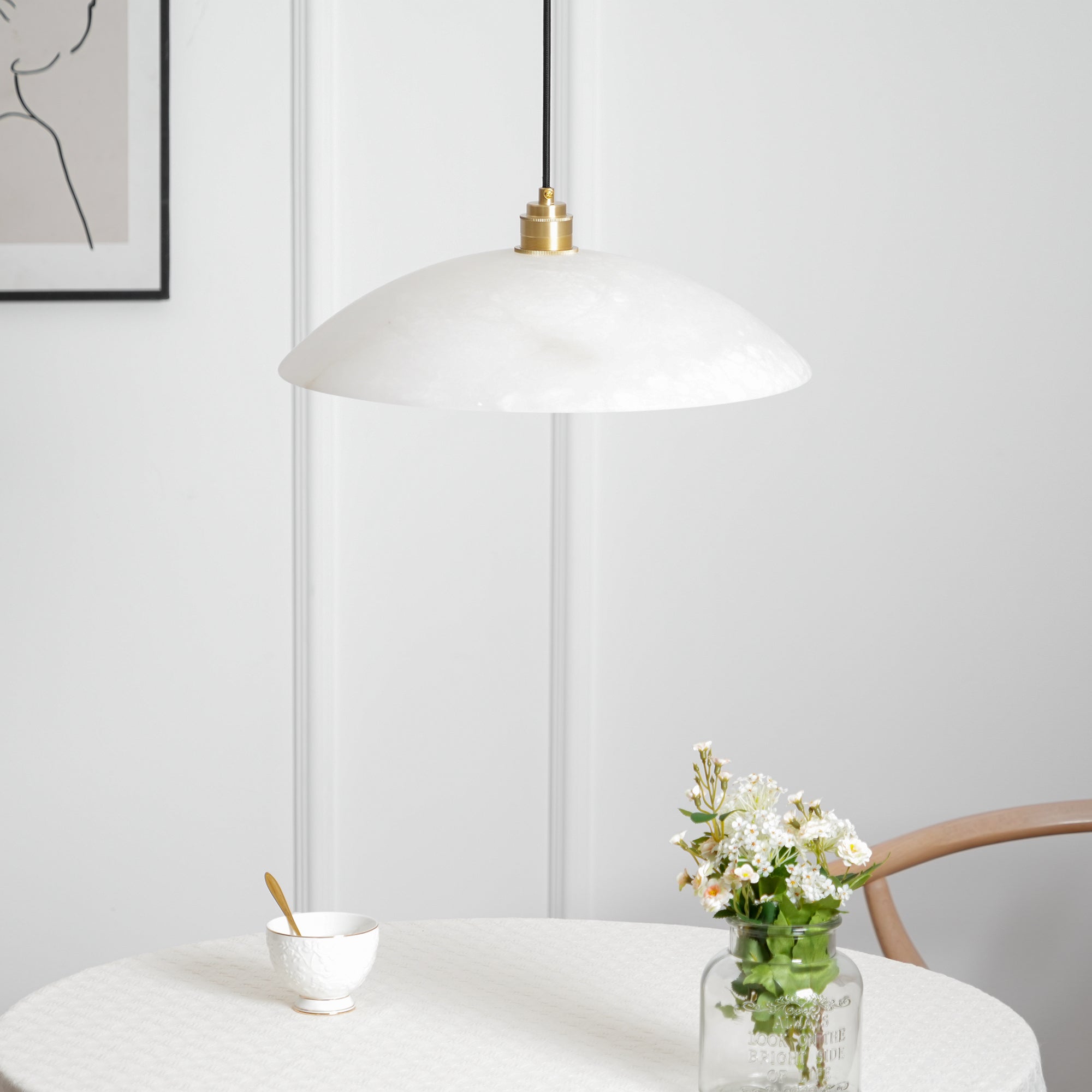 Alabaster Dome Swag Pendant Lamp