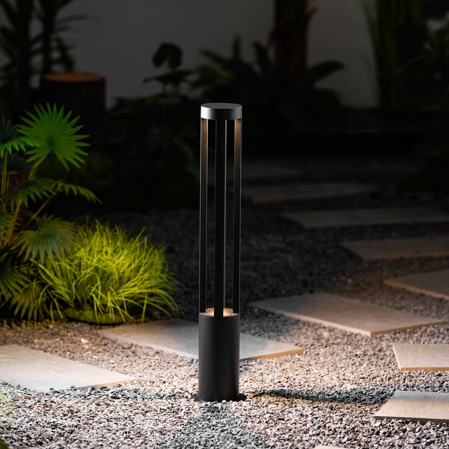 Black Cylindrical Garden Outdoor Light