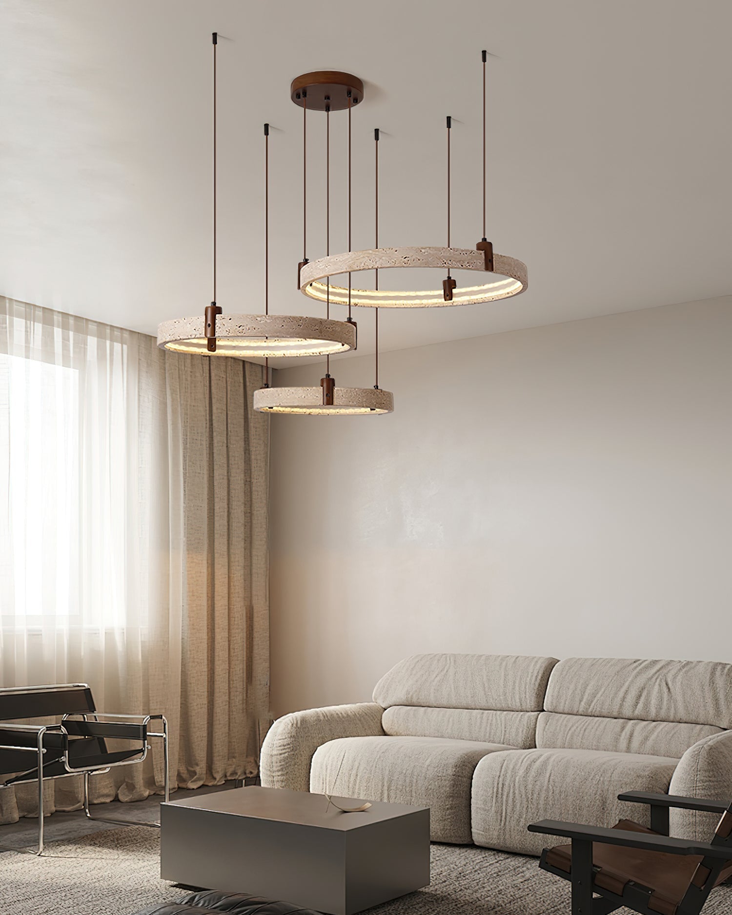 Celestial Orbit Travertine Chandelier