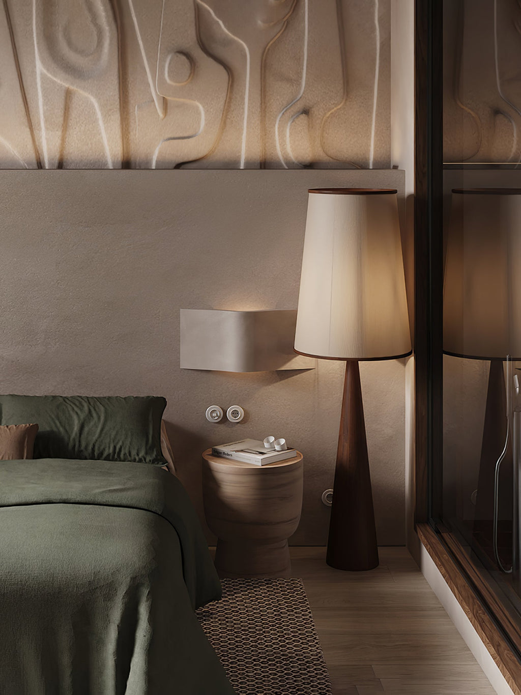 Faux Wood Conical Floor Lamp