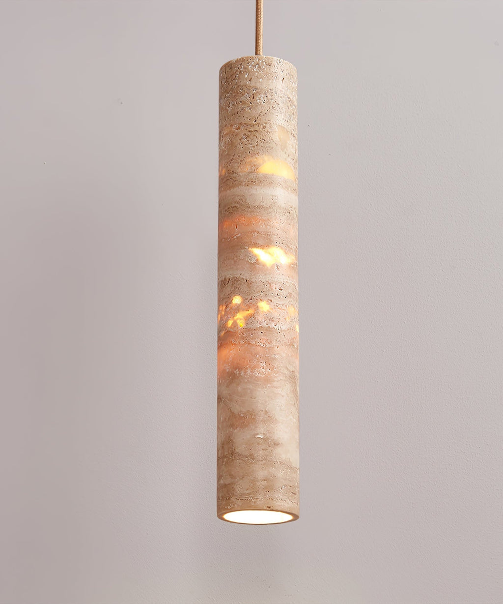 Cylindrical Travertine Pendant Light