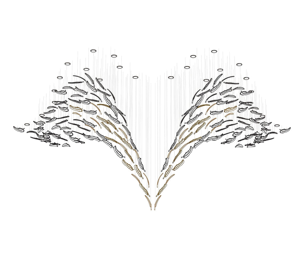 Glass Feathers Flying Chandelier