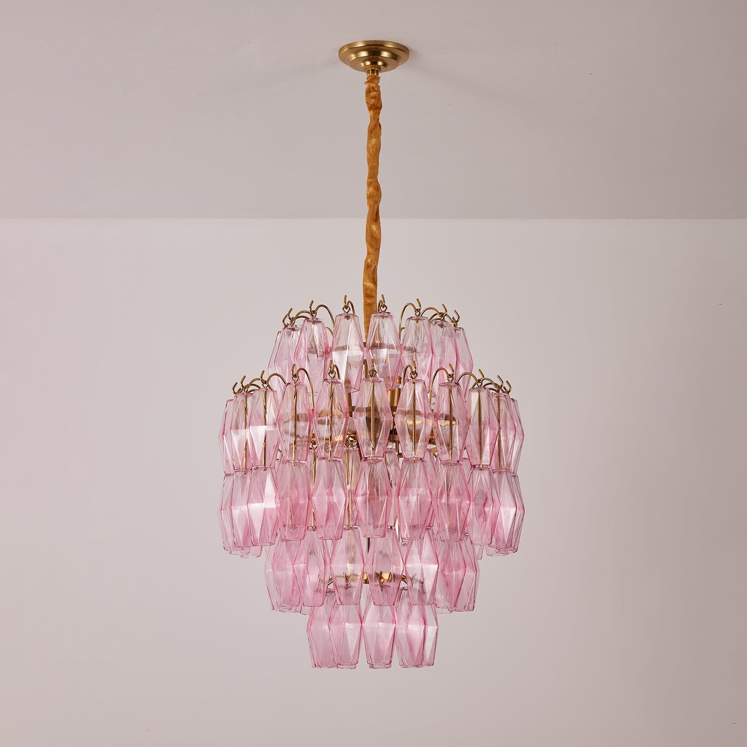 Pink Murano Glass Prism Chandelier