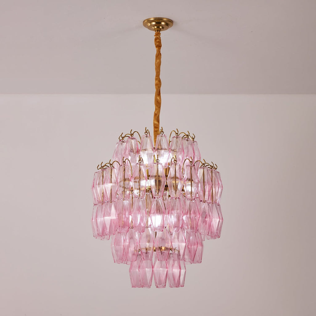 Pink Murano Glass Prism Chandelier