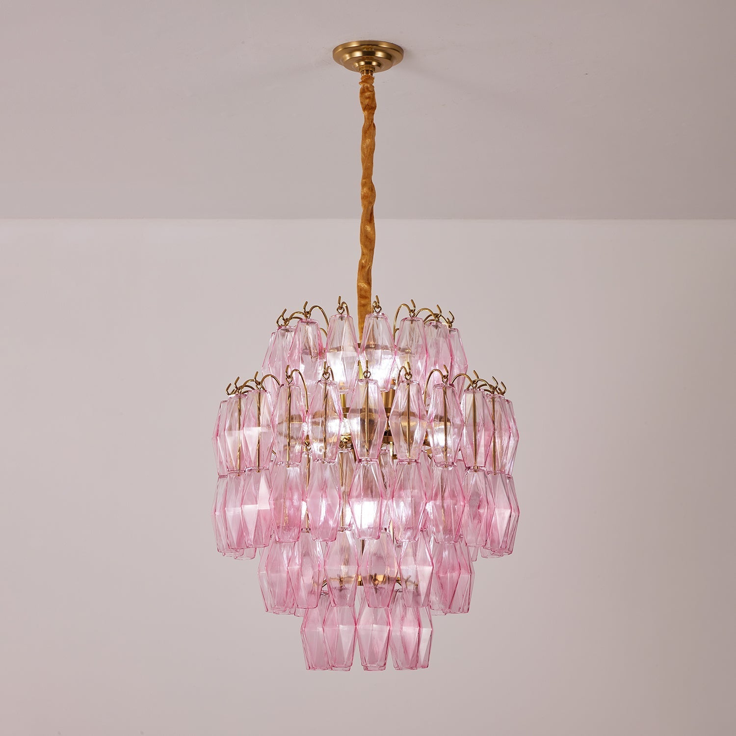 Pink Murano Glass Prism Chandelier