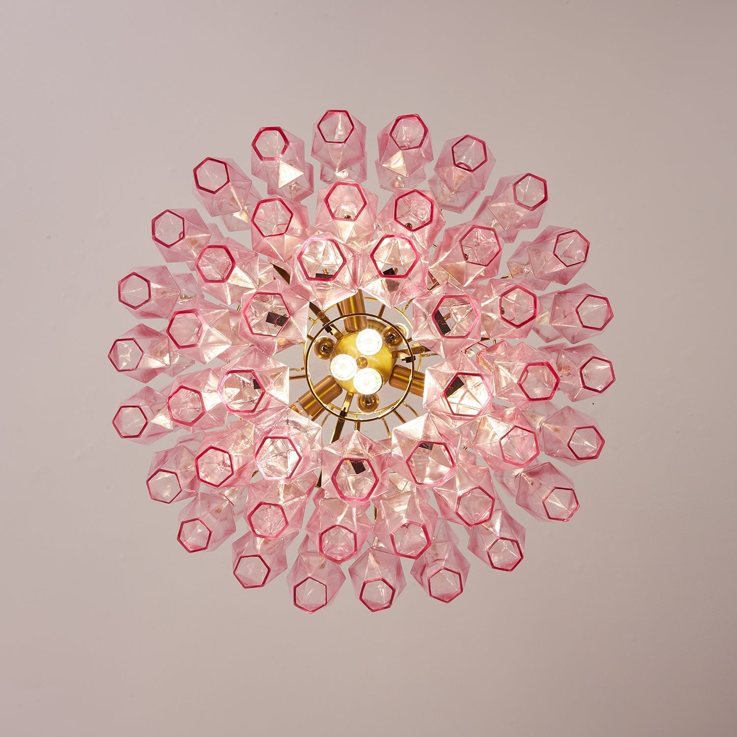 Pink Murano Glass Prism Chandelier
