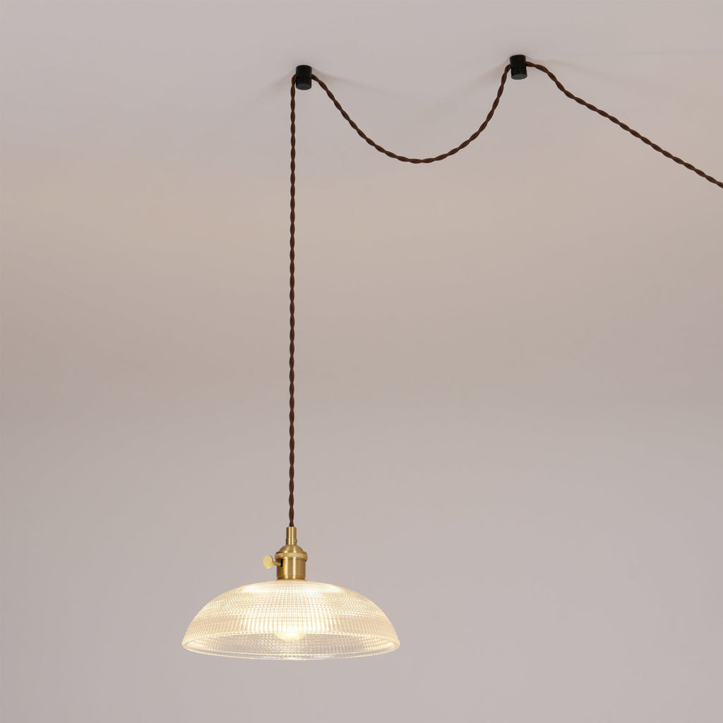 Ribbed Spiral Pendant Swag Light