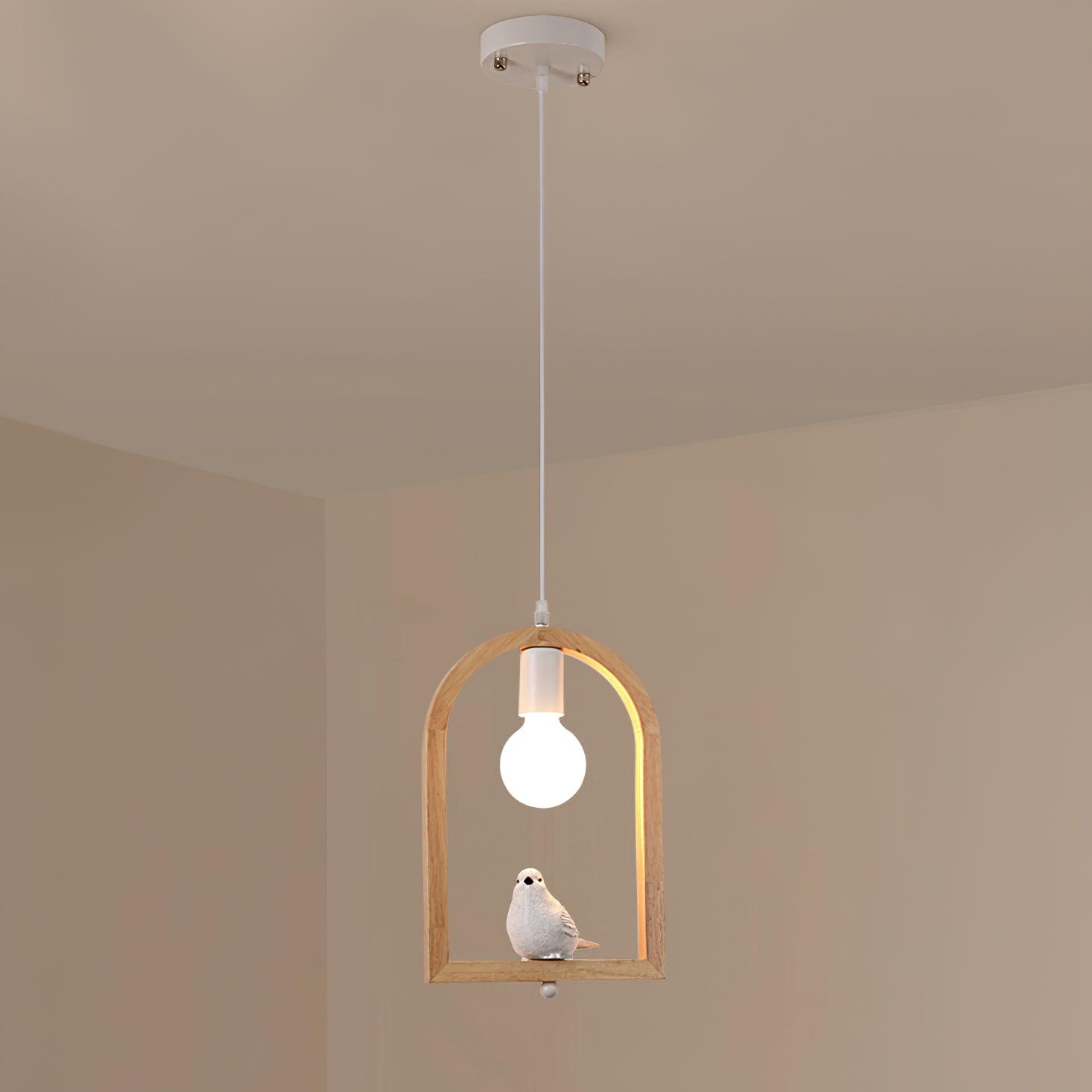Wood Bird Resin Pendant Light