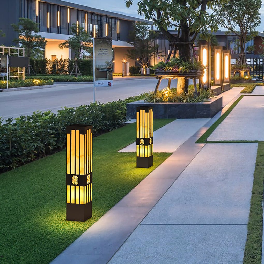 Classic Vintage Engraving Hollow Landscape Decorative Lighting Post Lights for Outdoor