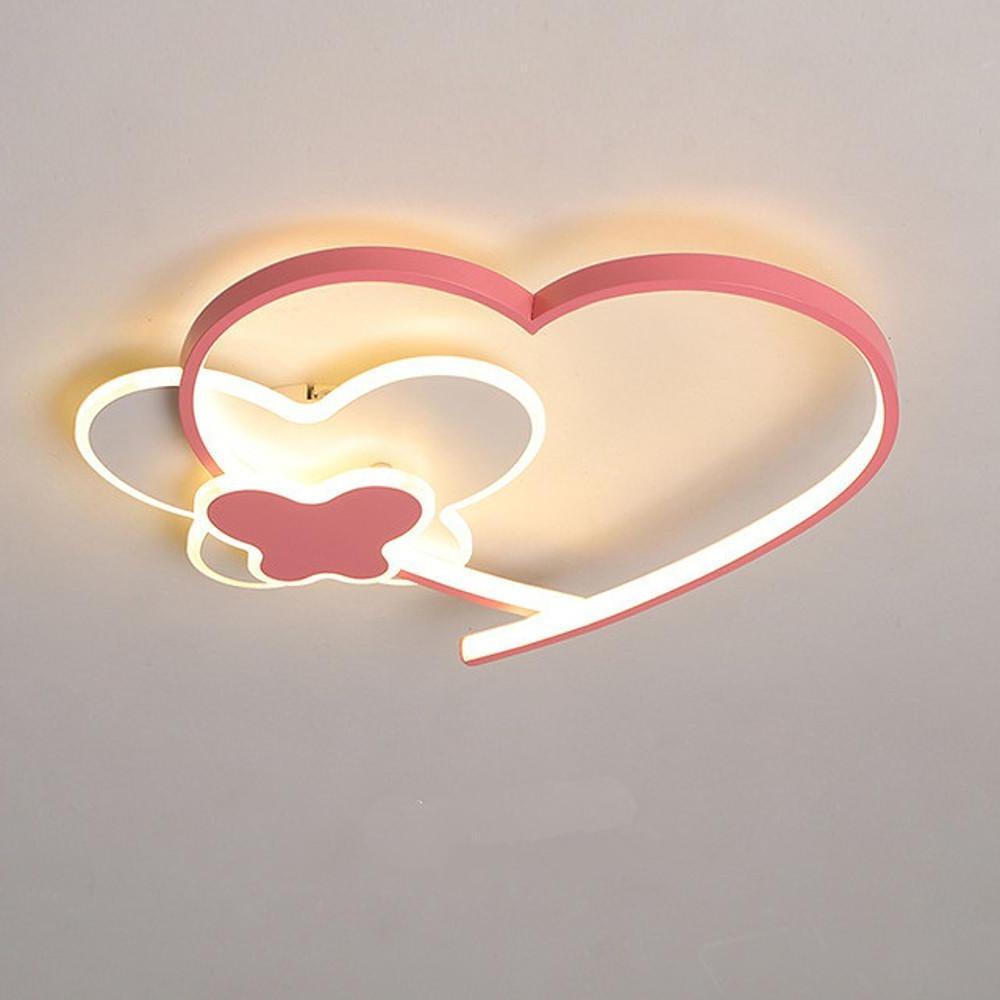 Novelty 2 Hearts Metal Flush Mount Ceiling Light LED Baby Kids Lights for Bedroom